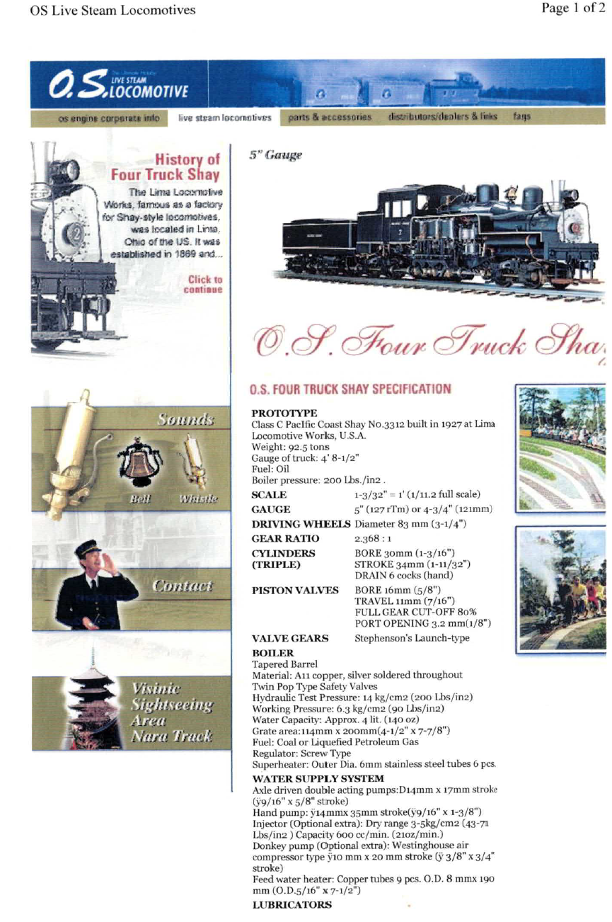 5" - Four-Truck Shay steam locomotive - SOLD in 6 weeks